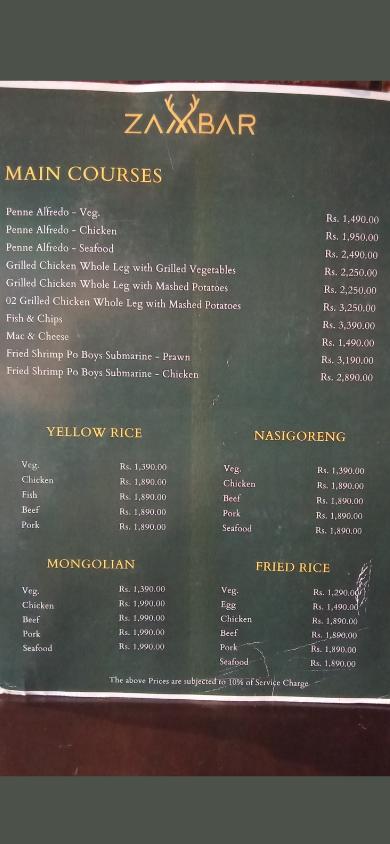 Zambar menu