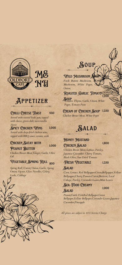 Oldfort Cafe menu