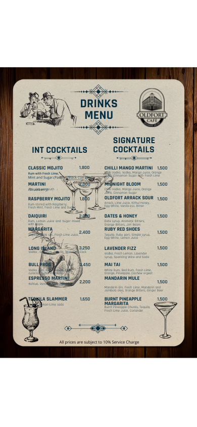 Oldfort Cafe menu