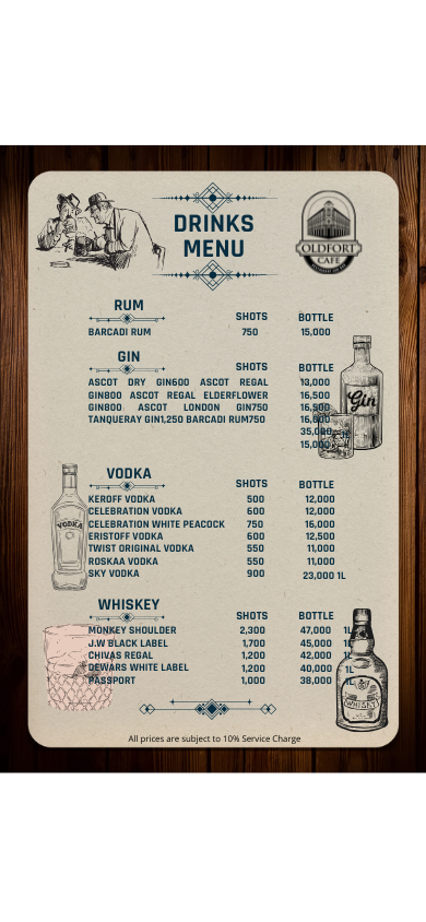 Oldfort Cafe menu