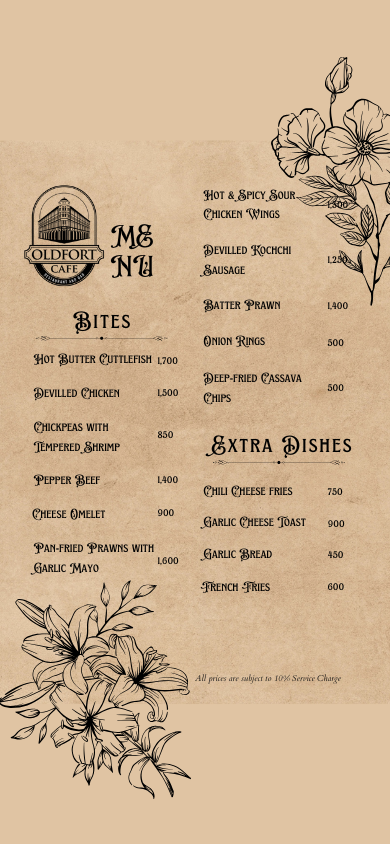 Oldfort Cafe menu