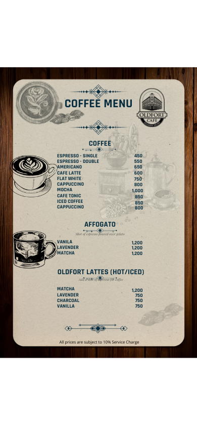 Oldfort Cafe menu