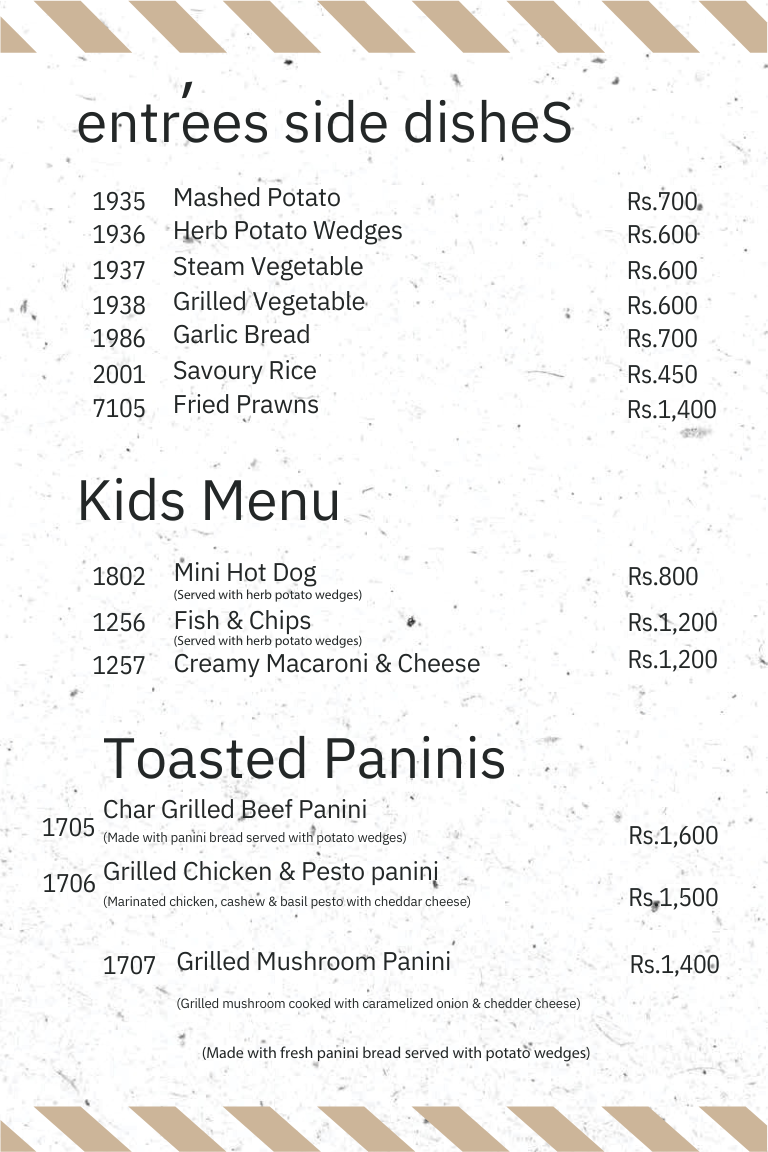 My friend cafe menu