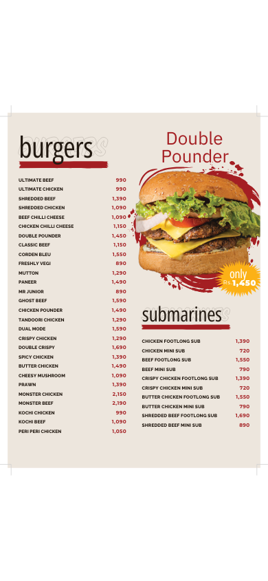 Mr. Burger - Colombo 04 menu