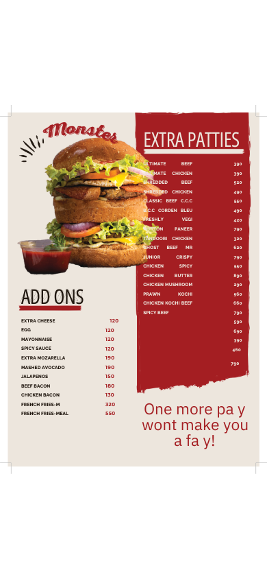 Mr. Burger Rajagiriya menu