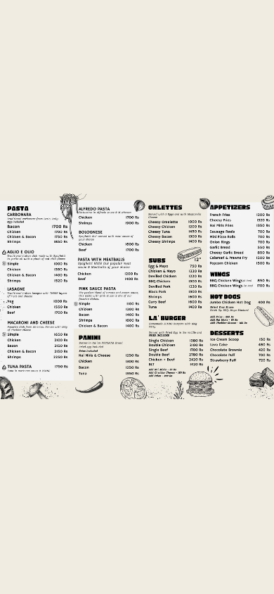 La Pizzeria menu