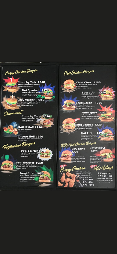 Burger Boss menu