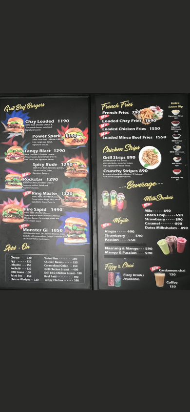 Burger Boss menu