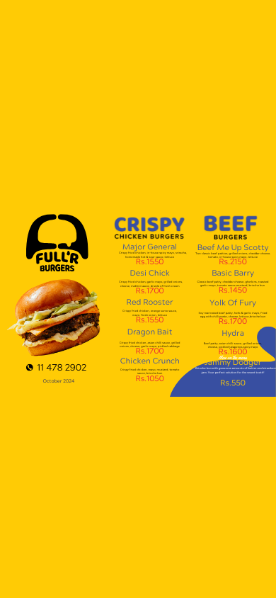 Full'r Burgers menu