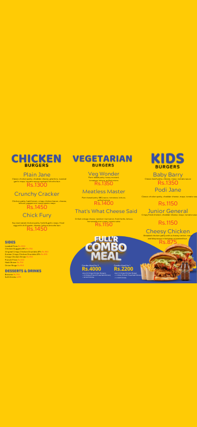 Full'r Burgers menu