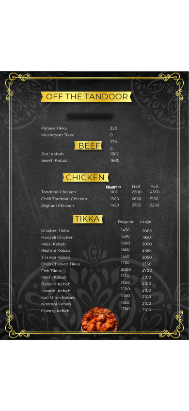 Chanas menu