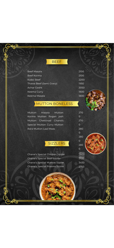 Chanas menu