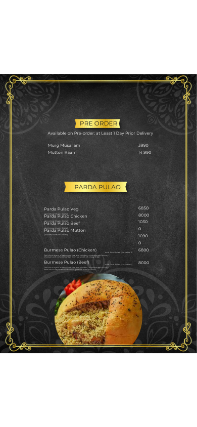 Chanas menu