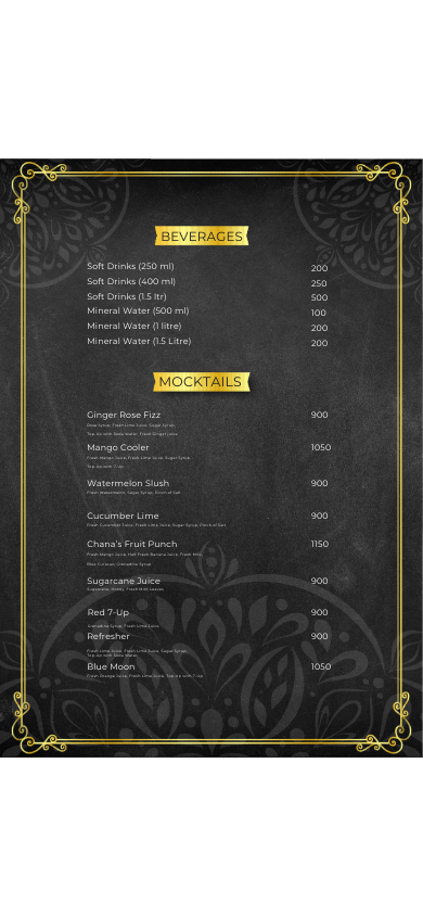 Chanas menu