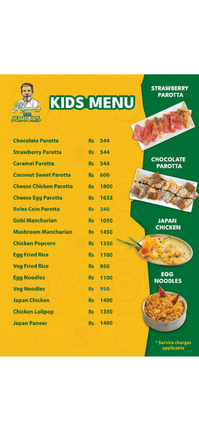 Junior Kuppanna menu