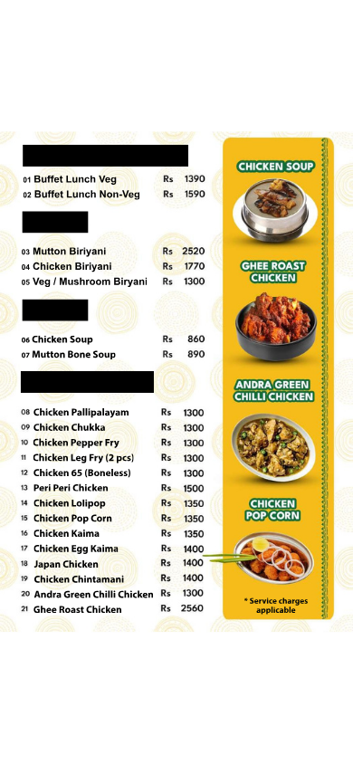 Junior Kuppanna menu