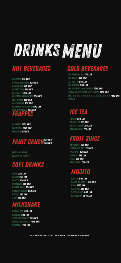 Garden Well Cafe menu