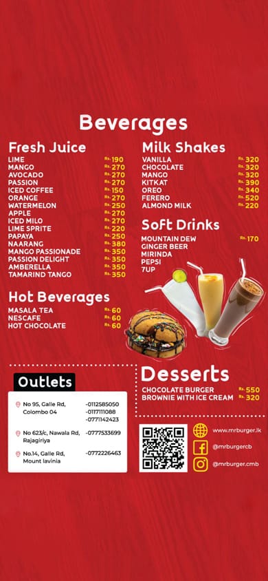Mr Burger - Wattala menu