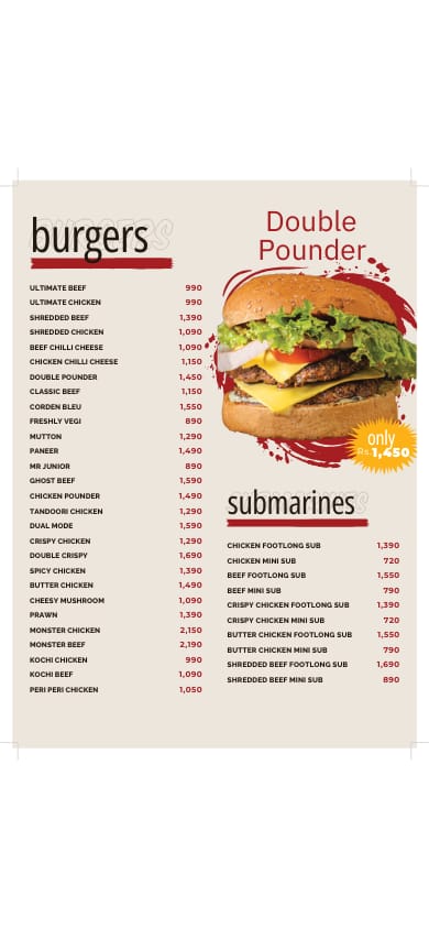 Mr Burger - Wattala menu