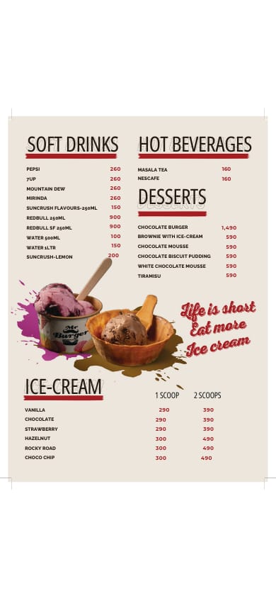 Mr Burger - Wattala menu
