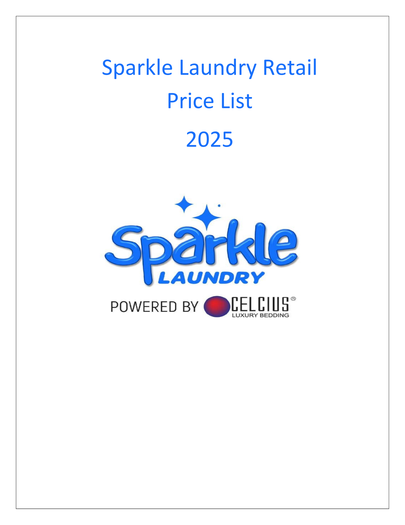 Sparkle Laundry menu