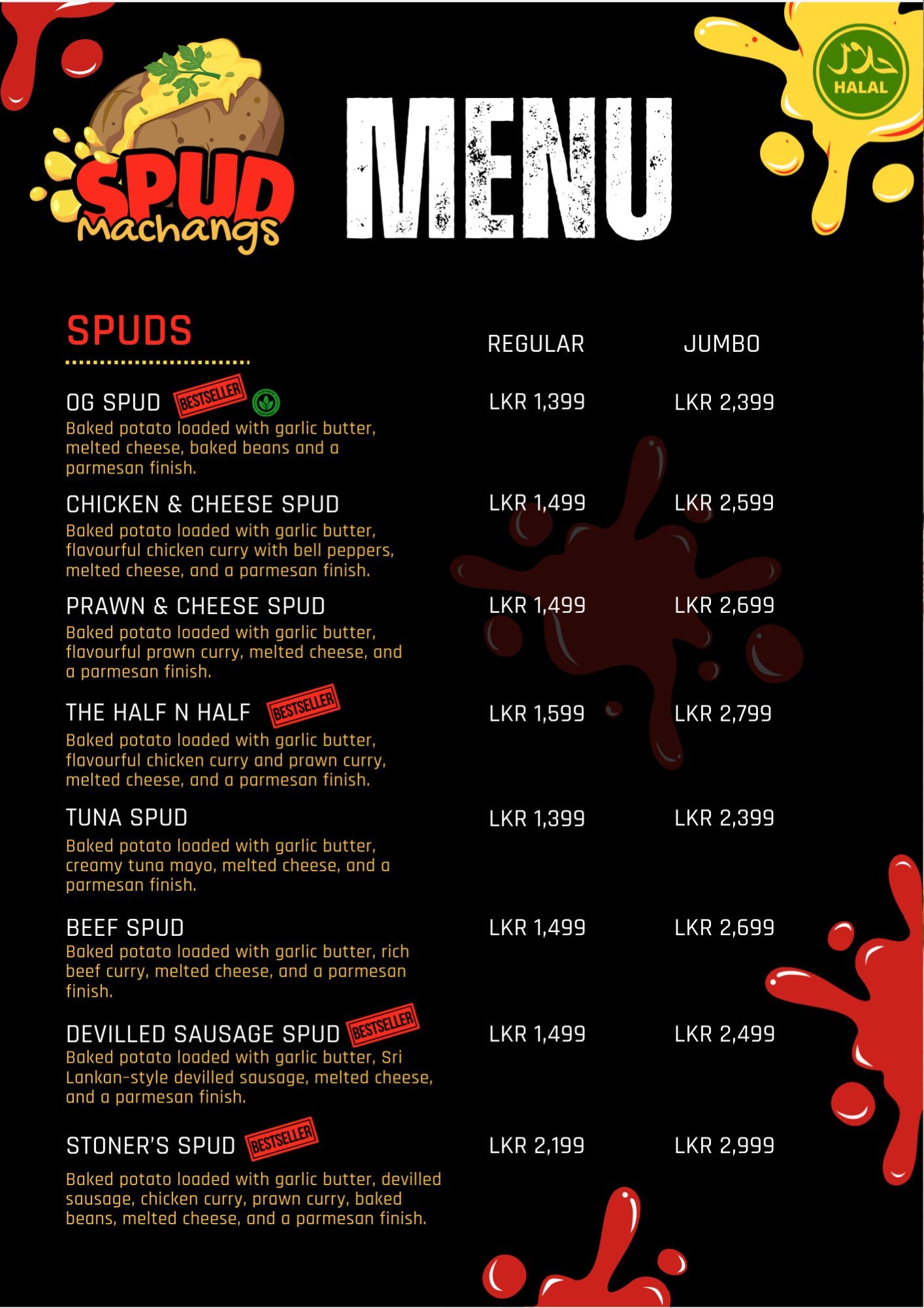 Spud Machangs menu