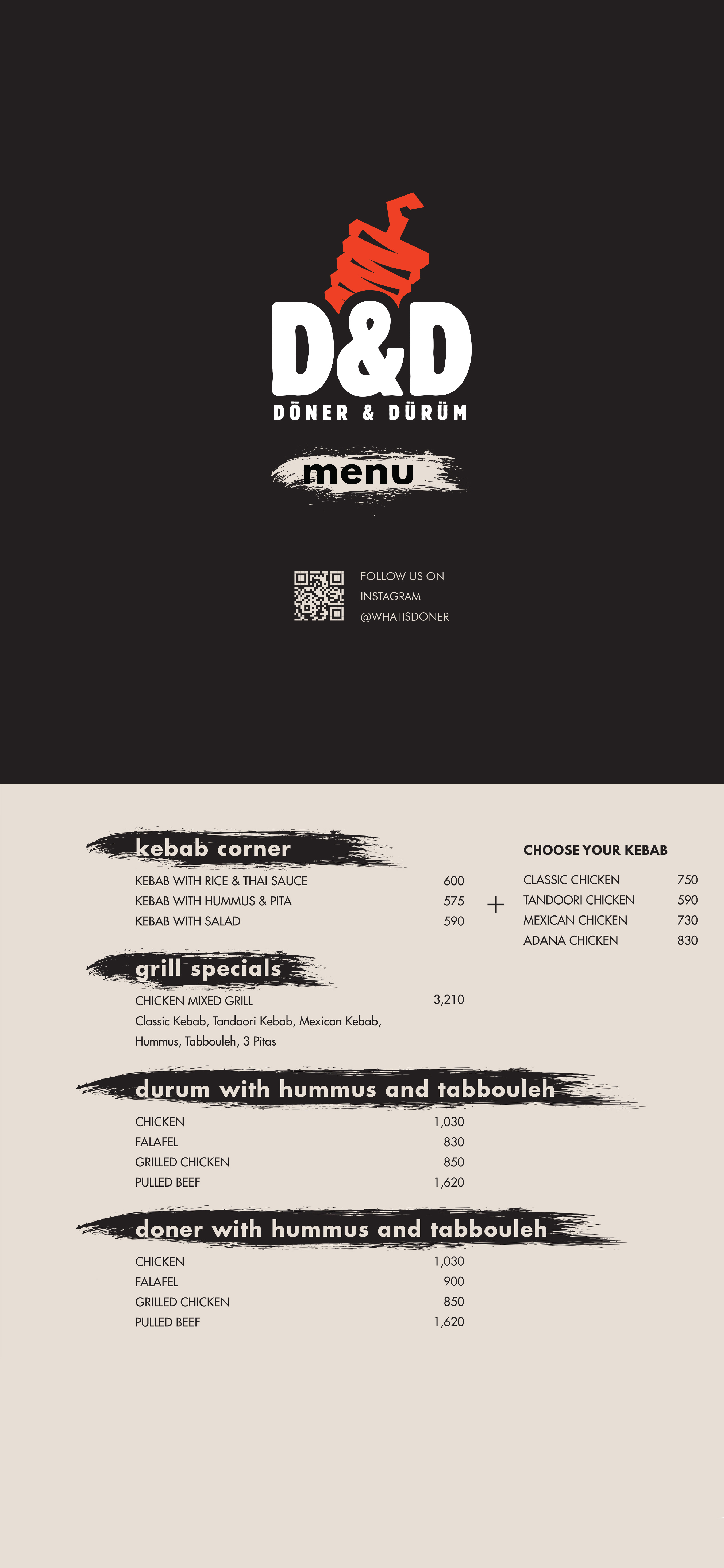 Doner & Durum menu