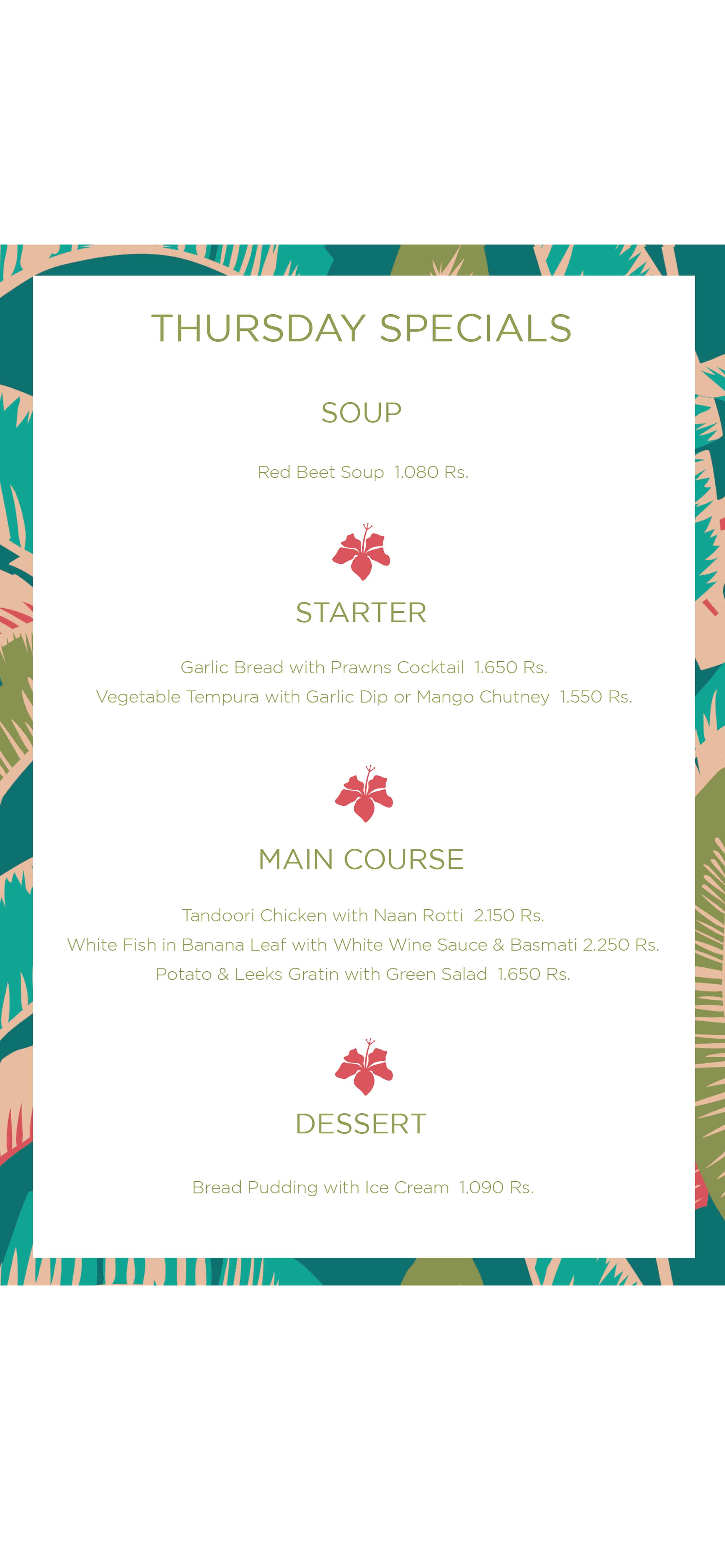 Jungle Beach Camp menu