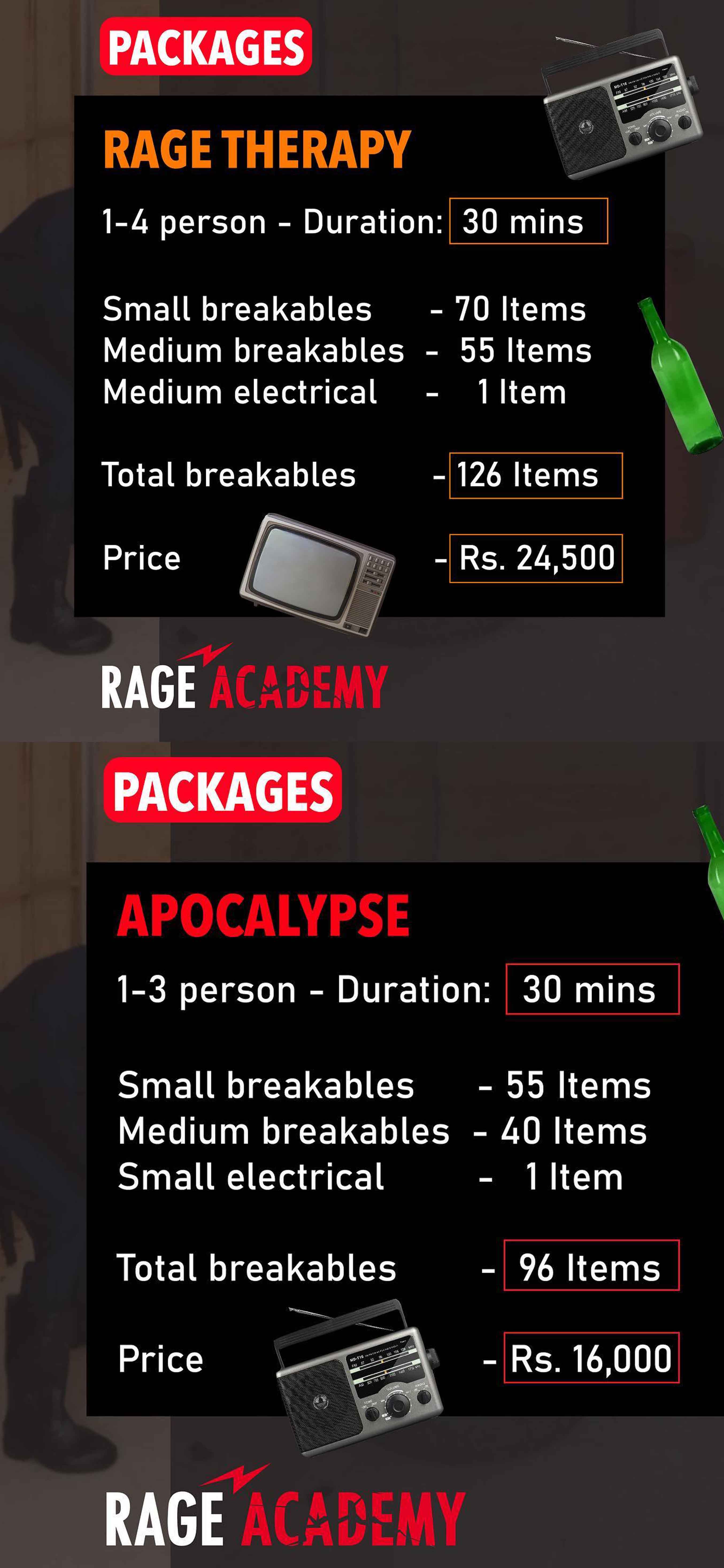 Rage Academy menu