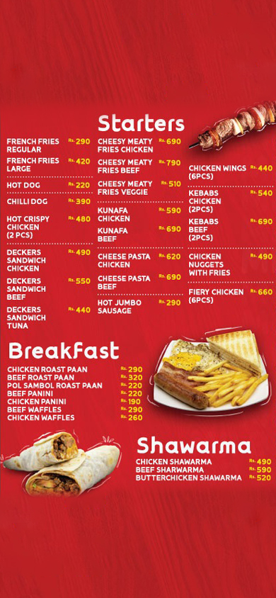 Mr. Burger Rajagiriya menu