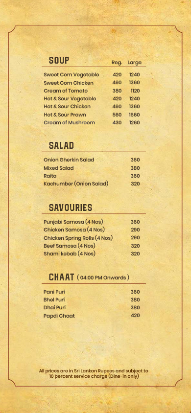 Chanas menu
