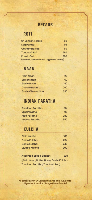 Chanas menu