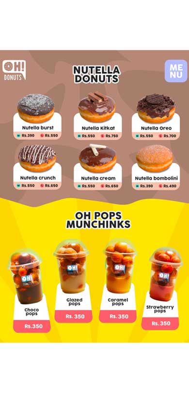 Oh donuts - Kotte menu