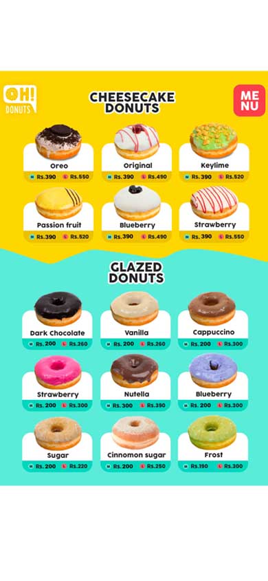 Oh Donuts - Dehiwala menu