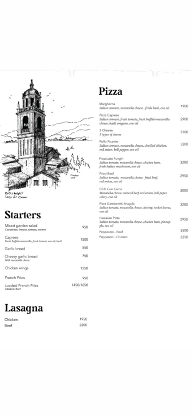 COMO Colombo menu