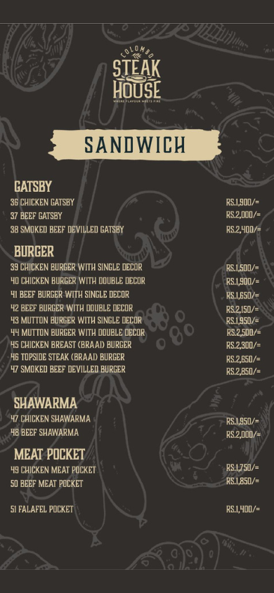 Colombo Steak House menu