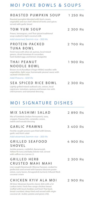 Moi Galle Fort by DBI menu