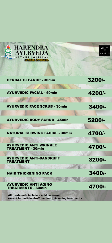 Harendra Ayurveda menu