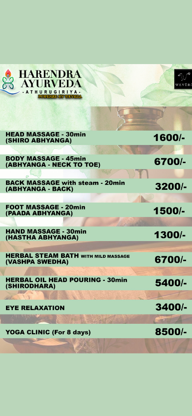 Harendra Ayurveda menu