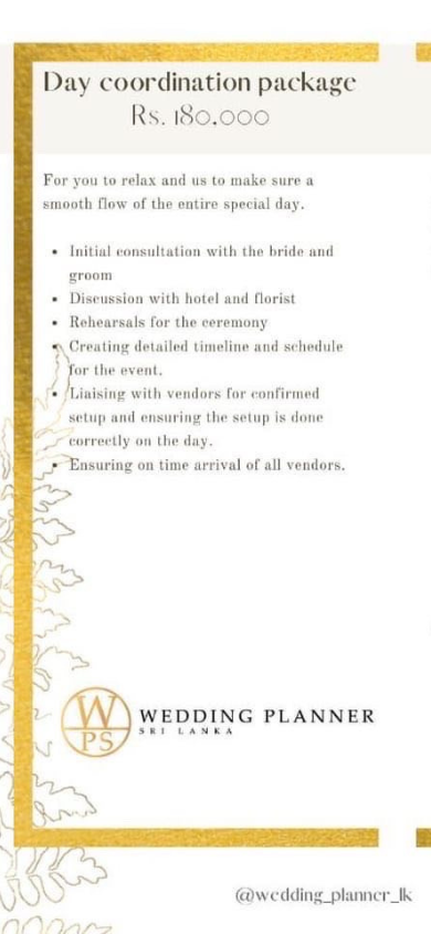 Wedding Planner Sri Lanka menu