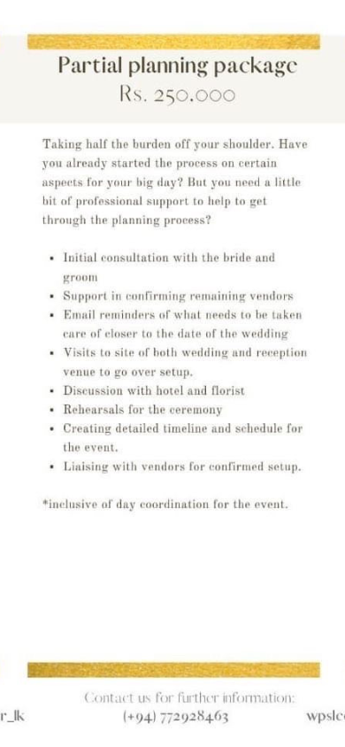 Wedding Planner Sri Lanka menu