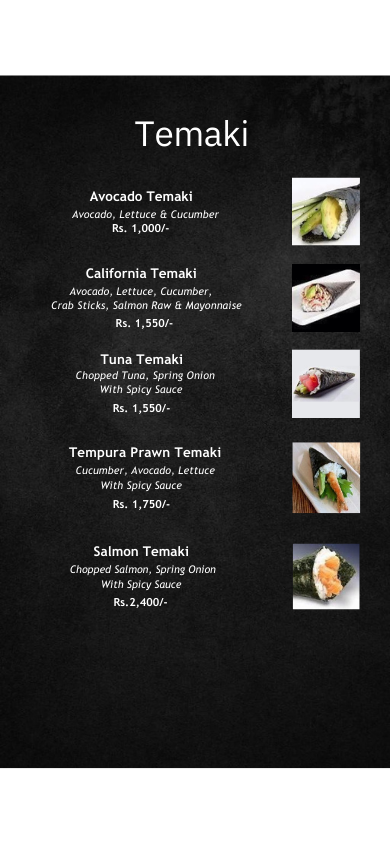 Nozomi japanese restaurant menu