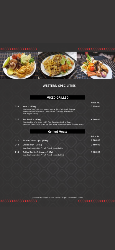 Chinese Lotus Lux menu