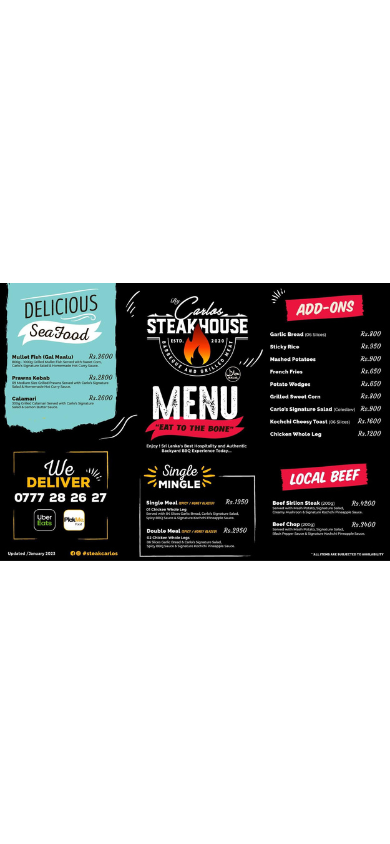 Steakhouse by Carlos menu