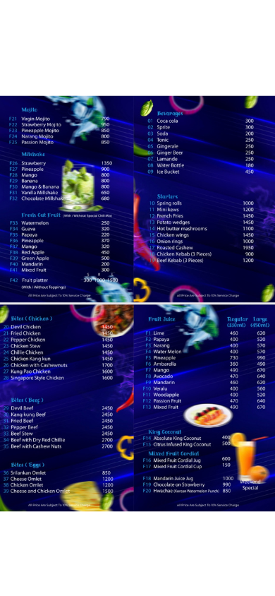 Port view restaurant menu