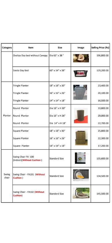 Royal Furniture menu