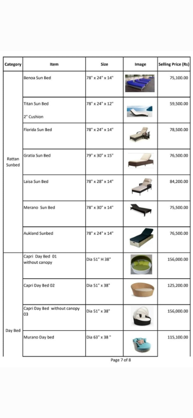 Royal Furniture menu