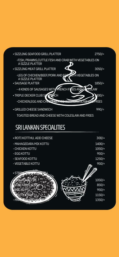 Mahagedara menu