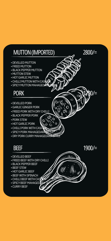 Mahagedara menu