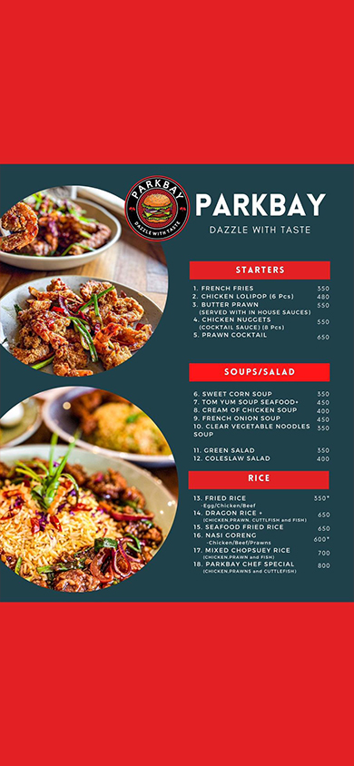 ParkBay Restaurant menu